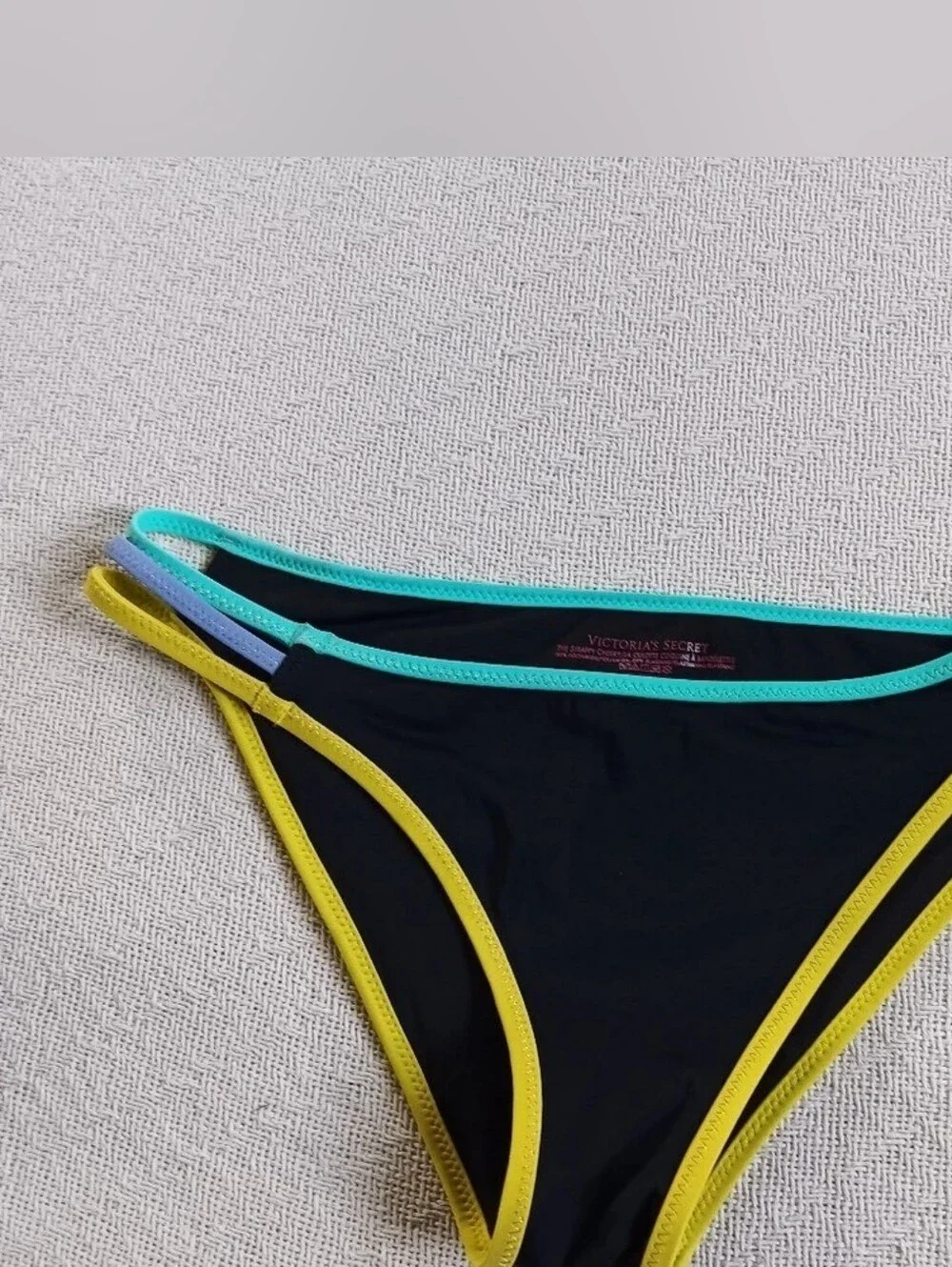 Victoria's Secret Black Bikini with Turquoise, Yellow & Lavender Trim